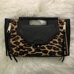 Rebecca Minkoff Black and Leopard Print Clutch